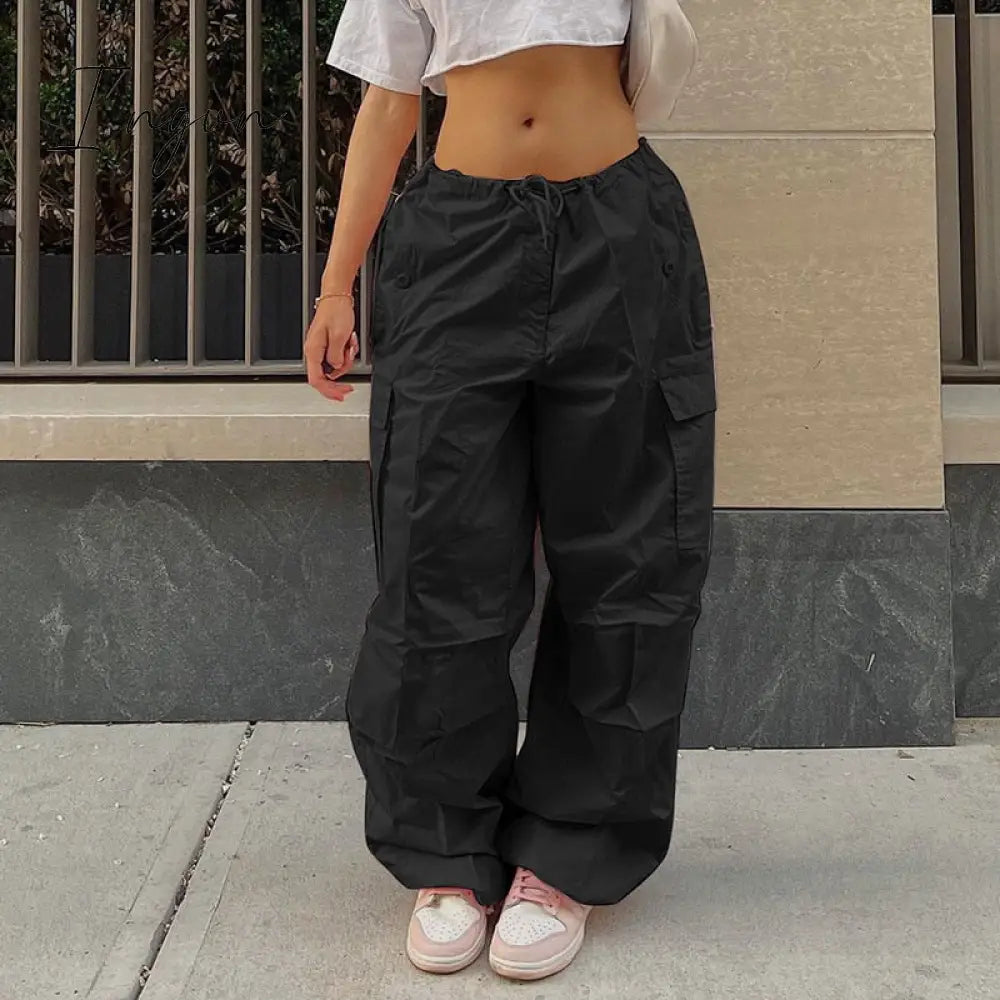 Ingvn - Y2K Clothing Oversized Plus Size Low Waist Parachute Loose Baggy Sweatpants Trousers Women Jogger Cargo Pants Streetwear Outfits