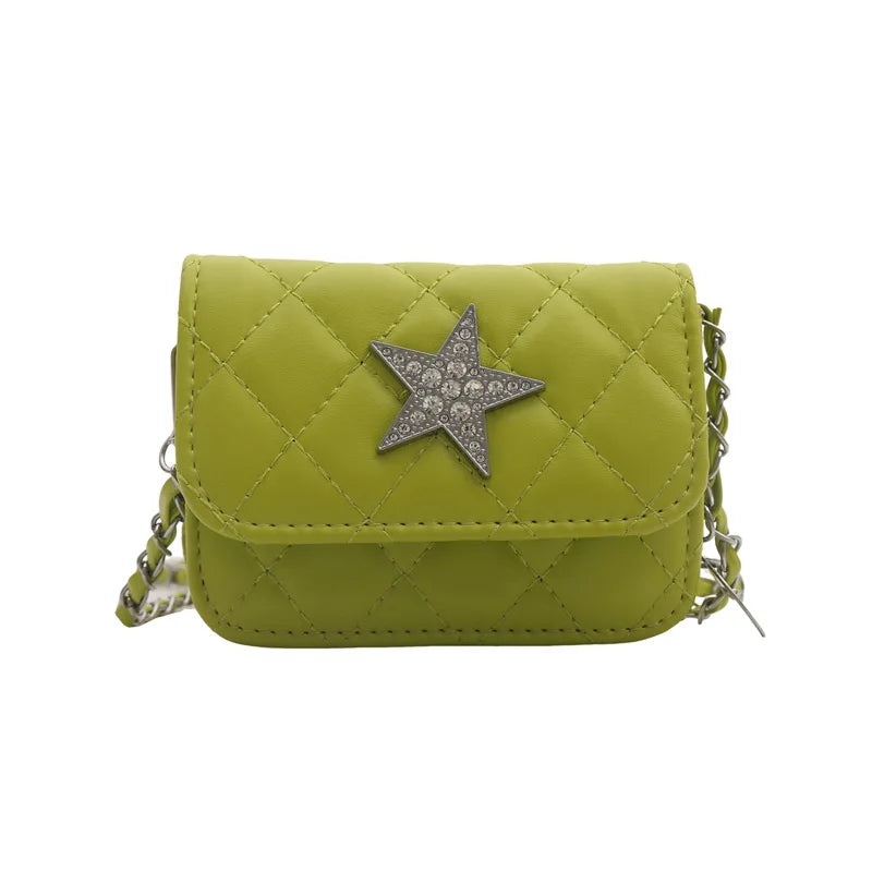 Ingvn  Fashion Star Women's Small Square Shoulder Bag Sewing Thread Female Crossbody Bags Simple Chain Ladies Retro Tote Purse Handbags