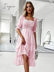 Ingvn - New Ladies Vintage Elegant Boho Chiffon Dress Women Casual Bohemian Party Beach Summer Dress Women Sundress Female Robe Vestidos