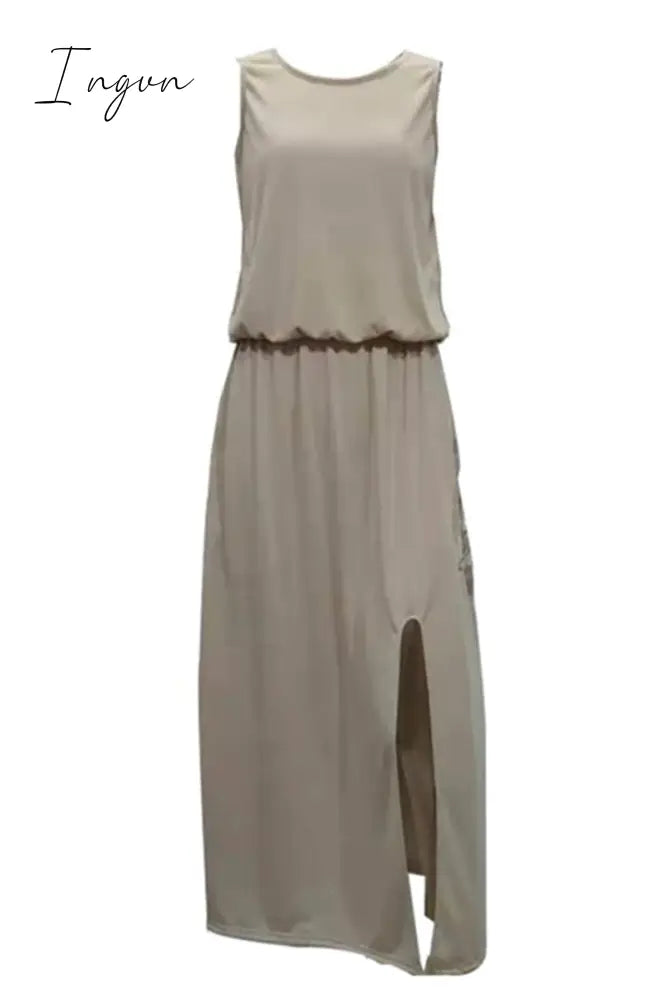 Ingvn -  Bohemian Sleeveless Side Slit Maxi Dress