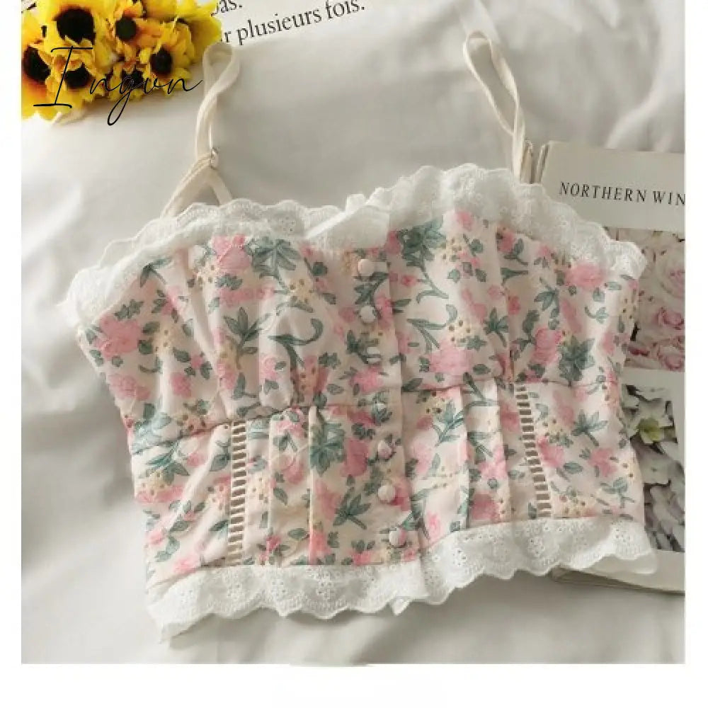 Ingvn - Sets Women 2 Piece Outfit Elegant Stylish Tender Newest Prevalent Simple Floral Vintage French Style Girls Cute Romantic Ulzzang