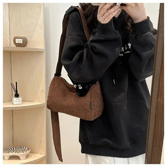 Ingvn  Solid Color Women's Corduroy Shoulder Bag Large Capacity Female Crossbody Bags Simple Design Ladies Casual Tote Purse Handbags