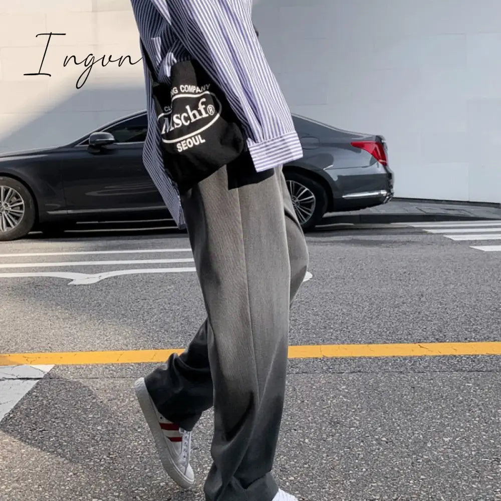 Ingvn - Women Suit Pants Spring Office Lady Long Trousers New Autumn Solid Loose High Waist Pant Vestodo Female Pants
