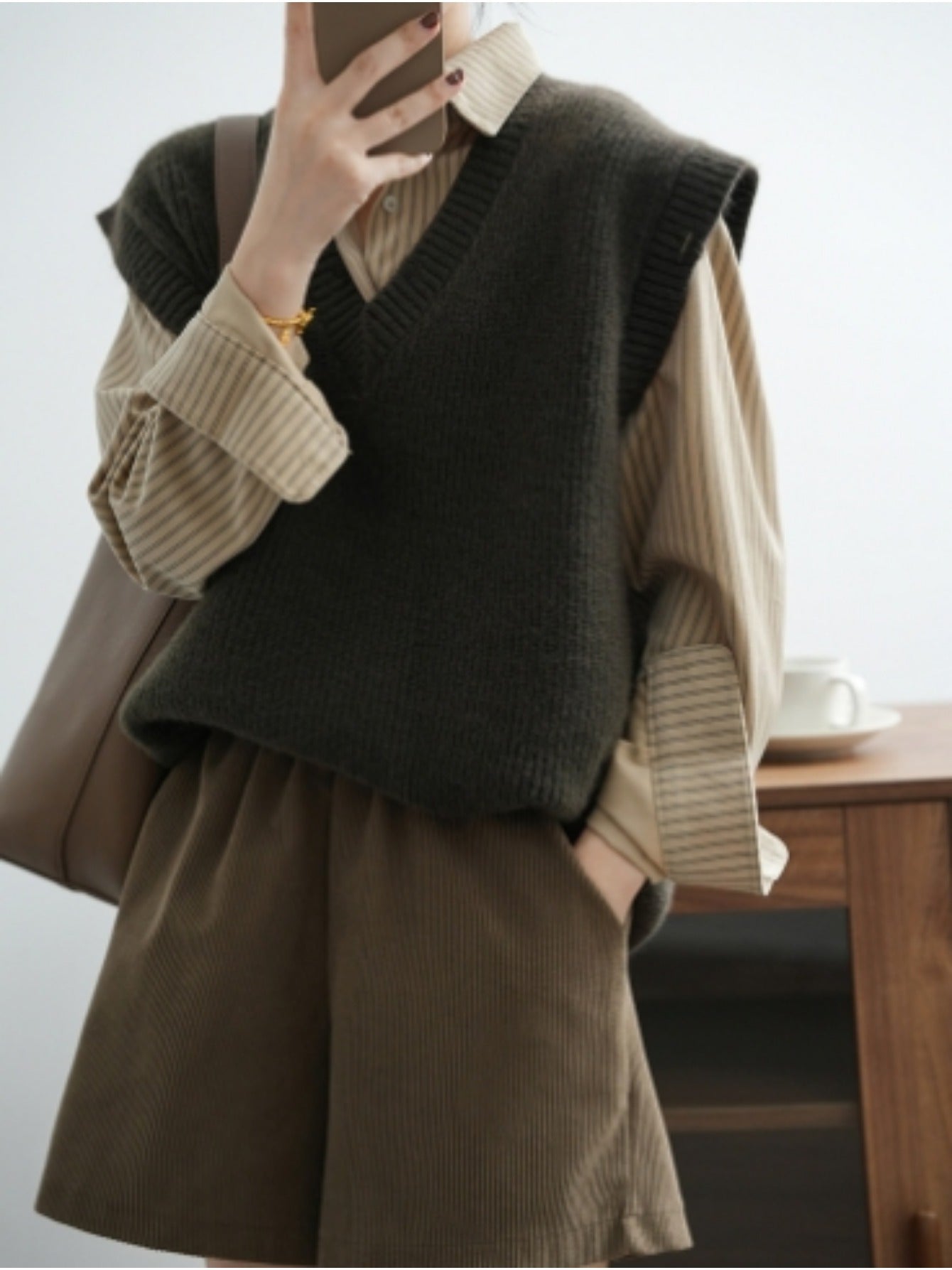 Solid V Neck Knitted Vest, Casual Sleeveless Loose Sweater Vest, Women's Clothing