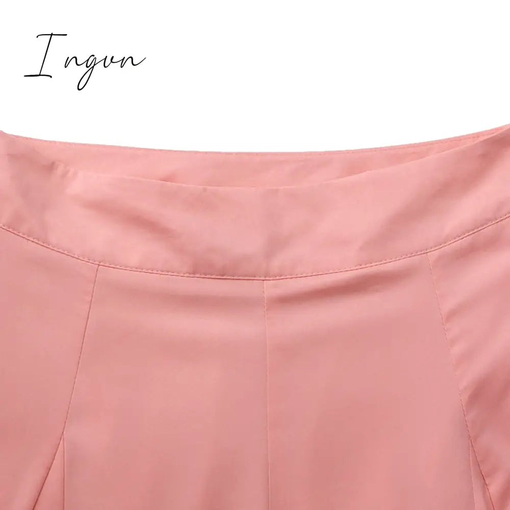 Ingvn - Women Elegant High Waist Wide Leg Pants Spring Vintage Flare Trousers Casual Solid Zipper Pantalon Female Palazzo
