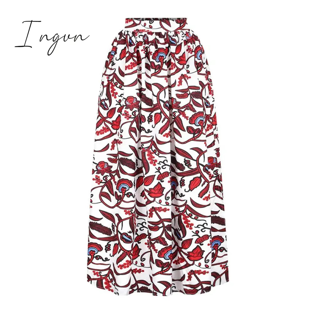 Ingvn - African Dresses for Women Autumn 2-piece Set Lady Full Sleeve Shoulder Off Festher Dashiki Print Split Skirts Africna Clothes