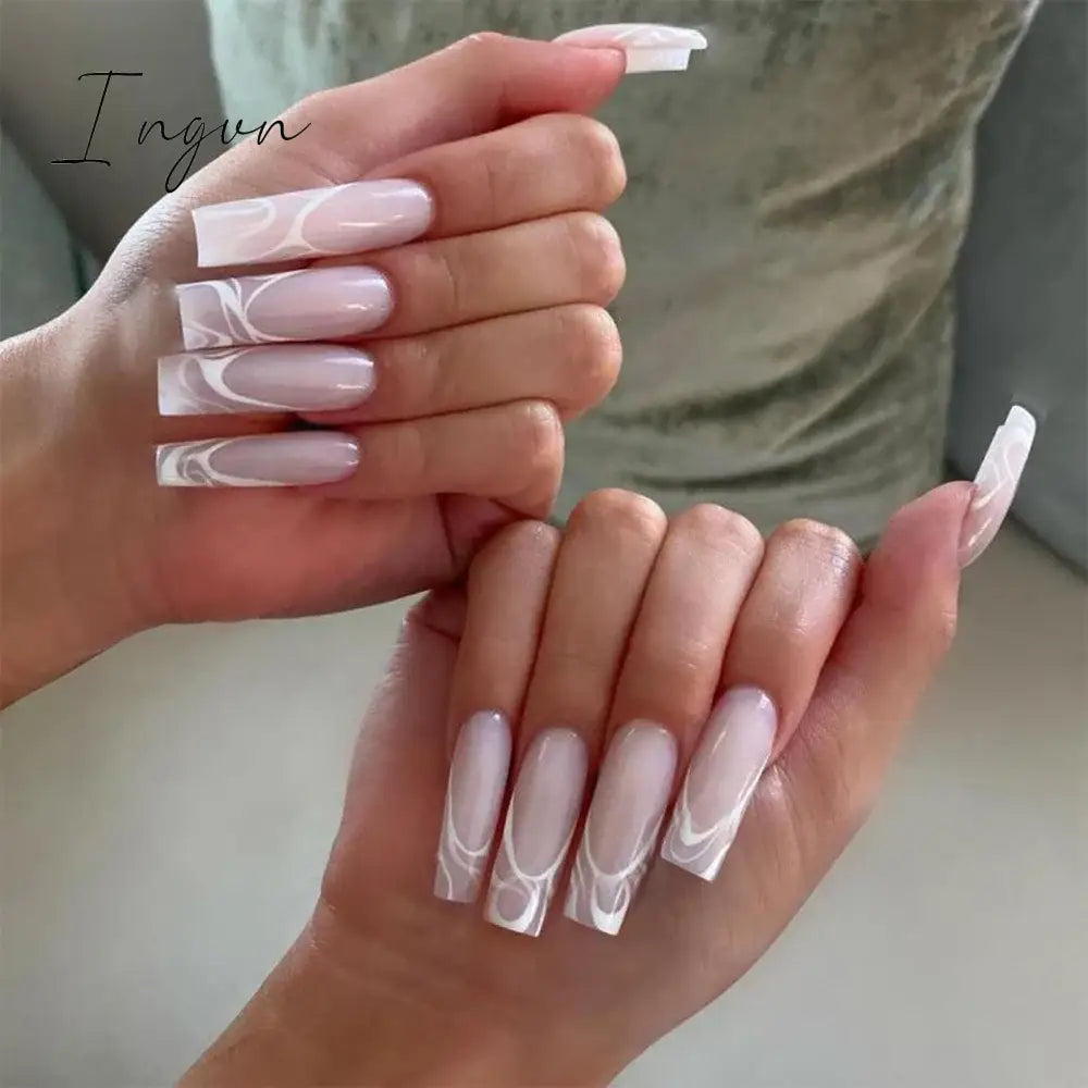 Extra Long Coffin Ballerina False Nails Fake Nails With Designs Press On Nails Manicure Tool Nail Accessory Full Cover Nail Tips