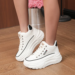 Plus Size Women's Comfortable High Top Platform Sneakers, Casual Lace Up Outdoor Shoes