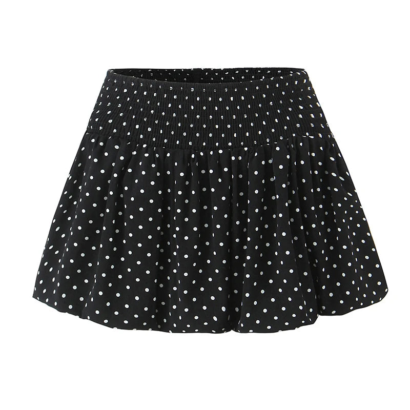 American Retro Elastic Waist Polka Dot Mini Skirt Women Holiday Summer Short Bud Skirts Y2K New