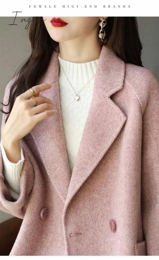 Ingvn - Autumn And Winter New Fashion Women's Jacket Loose Leisure All-Match Western Style High-End Woolen Female Coat