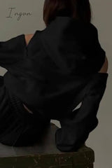 Ingvn - Casual Simplicity Solid Patchwork Hooded Collar Long Sleeve Two Pieces(4 Colors)