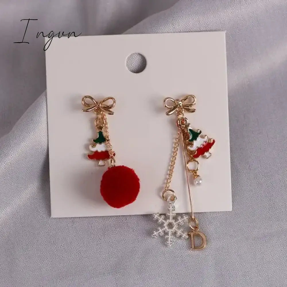 Colourful Zircon Christmas Tree Earrings For Women Sparkling Crystal Snowflake Elk Earring Girls New Year Holiday Jewelry Gifts