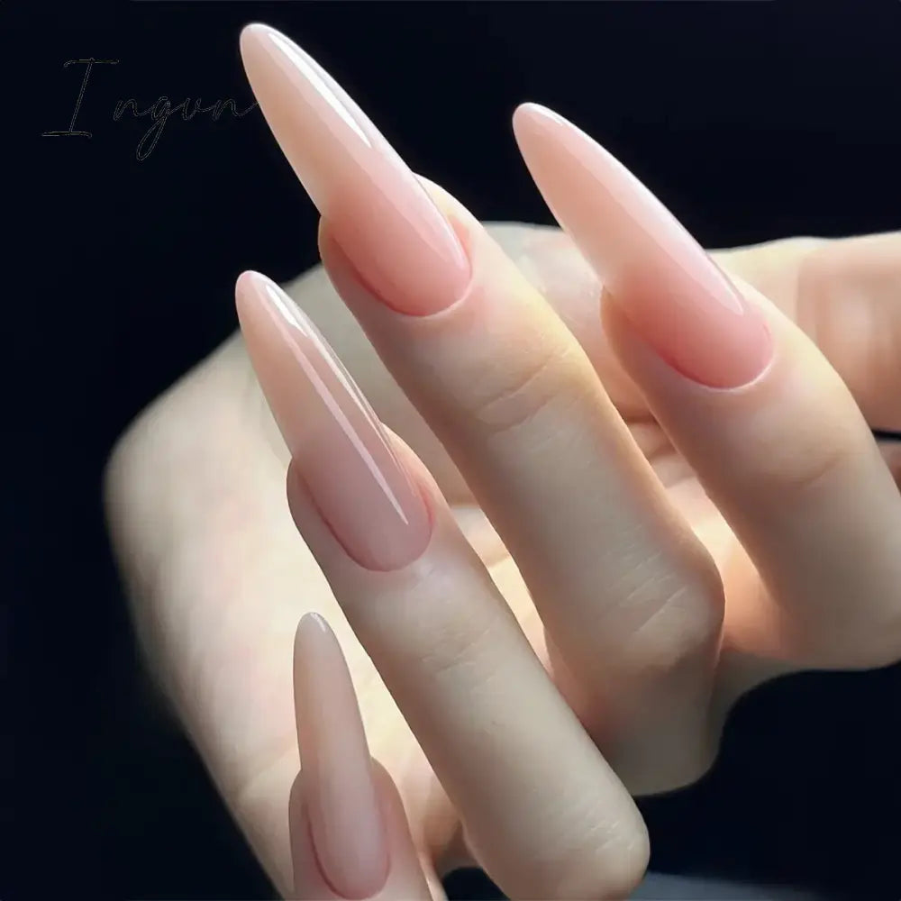 24Pcs False Nails With Glue Almond Pink Butterfly Design Detachable Rhinestones Acrylic Fake Nails long stiletto Press On Nails
