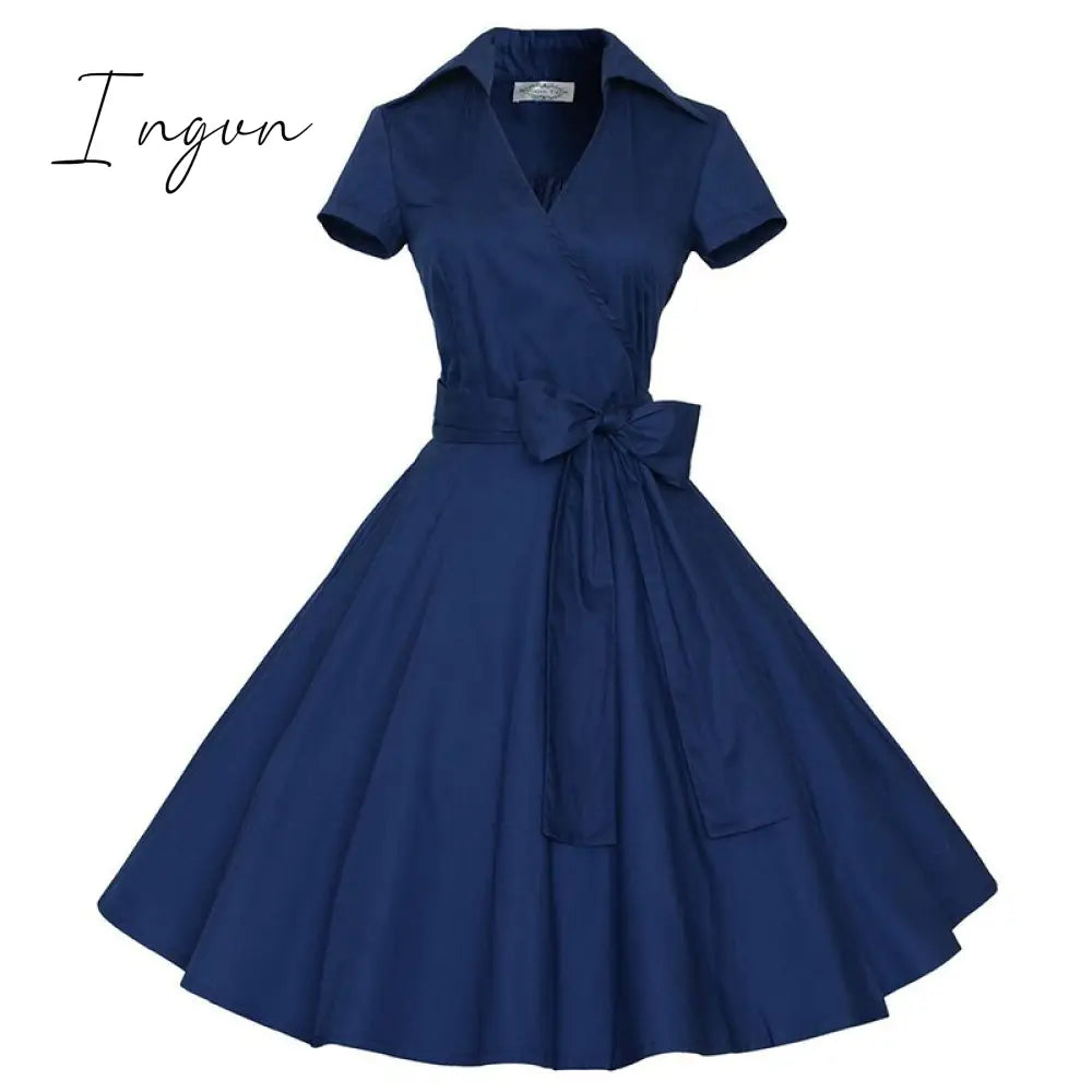 Ingvn - Audrey Hepburn Summer Dress Women Polka Dot Vintage Swing Robe Rockabilly Housewife Retro 50s Pinup Dresses Vestidos
