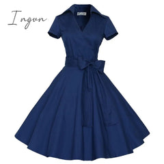 Ingvn - Audrey Hepburn Summer Dress Women Polka Dot Vintage Swing Robe Rockabilly Housewife Retro 50s Pinup Dresses Vestidos