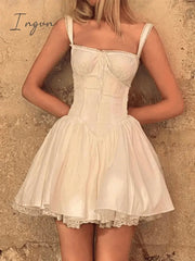 Ingvn - Lace Panel Pleated Dress