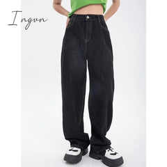 Ingvn - Woman's Jeans High Waist Summer Wide Leg Denim Trouser Baggy Street Chic Design Ladies Casual Black Vintage Straight Jean Pants