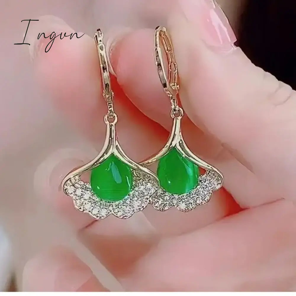 New Purple Crystal Flower Dangle Earrings For Women Girls Shining Zircon Love Heart Waterdrop Earring Wedding Luxury Jewelry