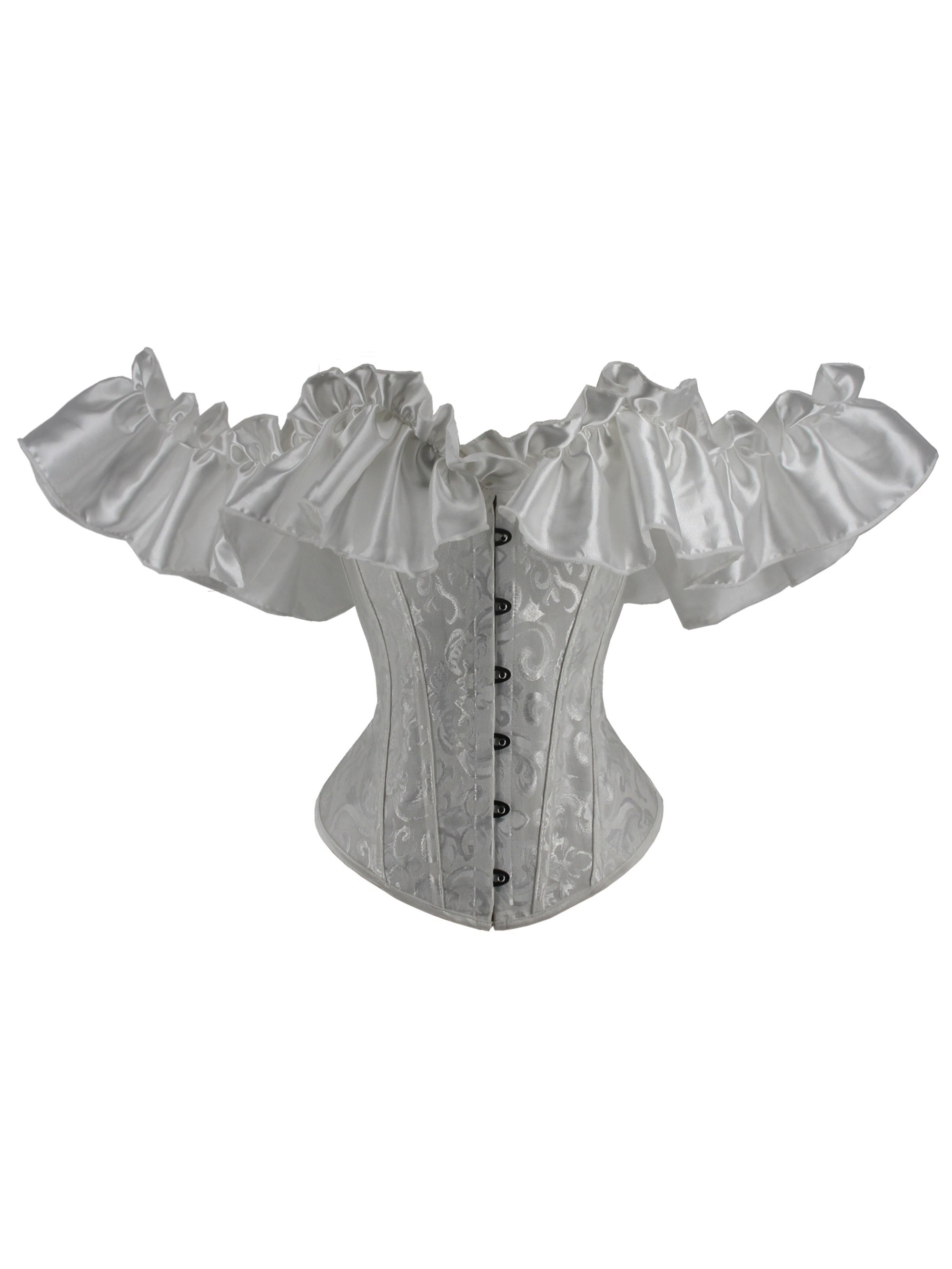 Elegant Black Ruffle Sleeve Corset Top – Chic Lace-Up & Stretch Bustier, Polyester Shapewear with Exaggerated Ruffle Detail for Women