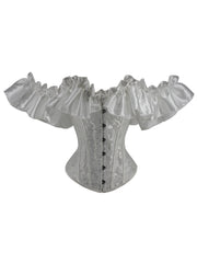 Elegant Black Ruffle Sleeve Corset Top – Chic Lace-Up & Stretch Bustier, Polyester Shapewear with Exaggerated Ruffle Detail for Women