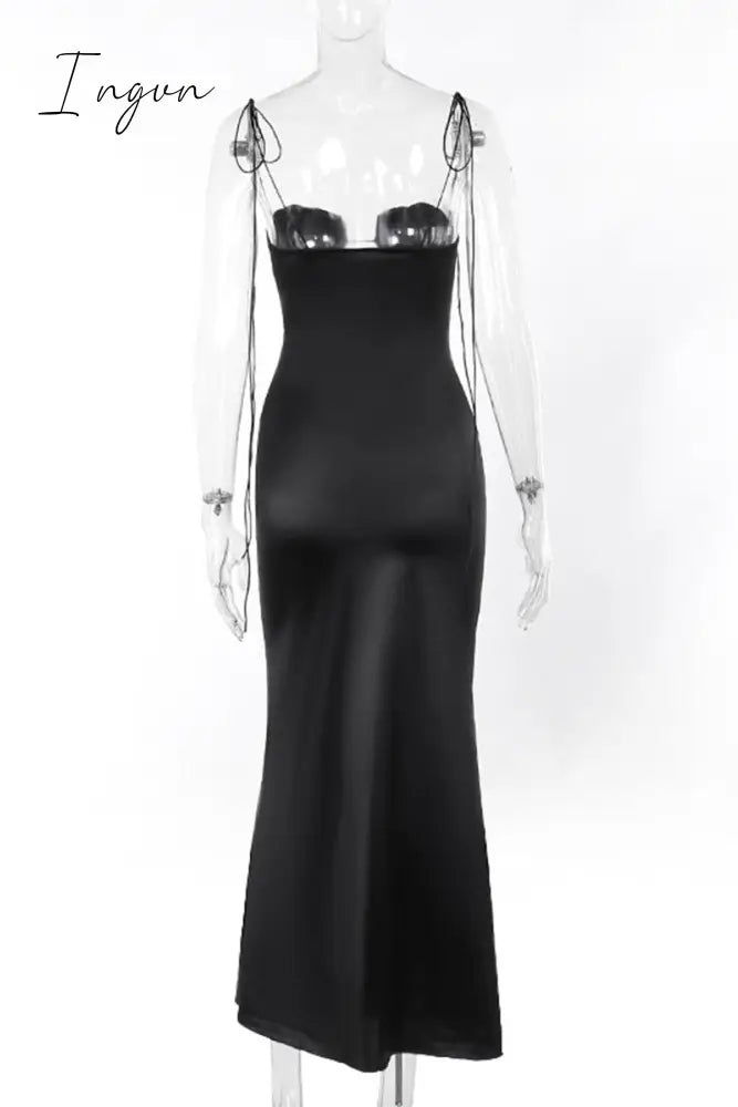 Sexy Solid Frenulum Asymmetrical Asymmetrical Collar One Step Skirt Dresses
