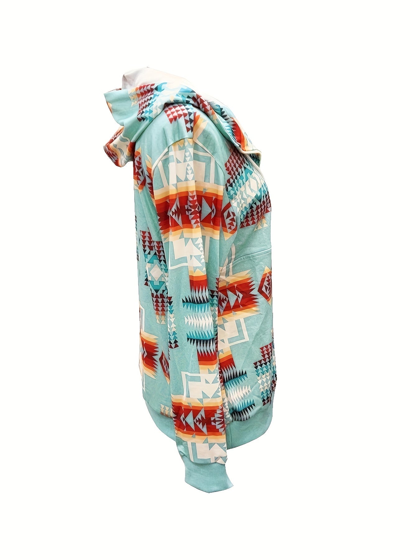 Cozy Fall/Winter Aztec Hoodie for Women: Unique Western Pattern, Durable Knit & Zip-Up Comfort