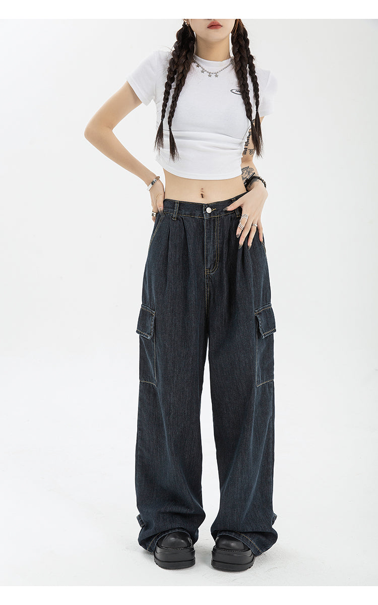 Harajuku Oversize Cargo Pants Women Japanese Streetwear Loose Wide Leg Trousers for Female Pockets Baggy Jeans Pant