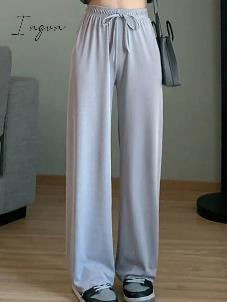 Ingvn - Women's Wide Leg Chinos Pants Trousers Black Pink Beige Streetwear Lightweight Casual Outdoor Causal Daily Full Length Comfort Plain S M L XL 2XL