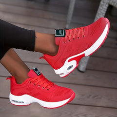 Lightweight Mesh Lace Up Women's Fashion Sneakers, Air Cushion Running Sports Shoes