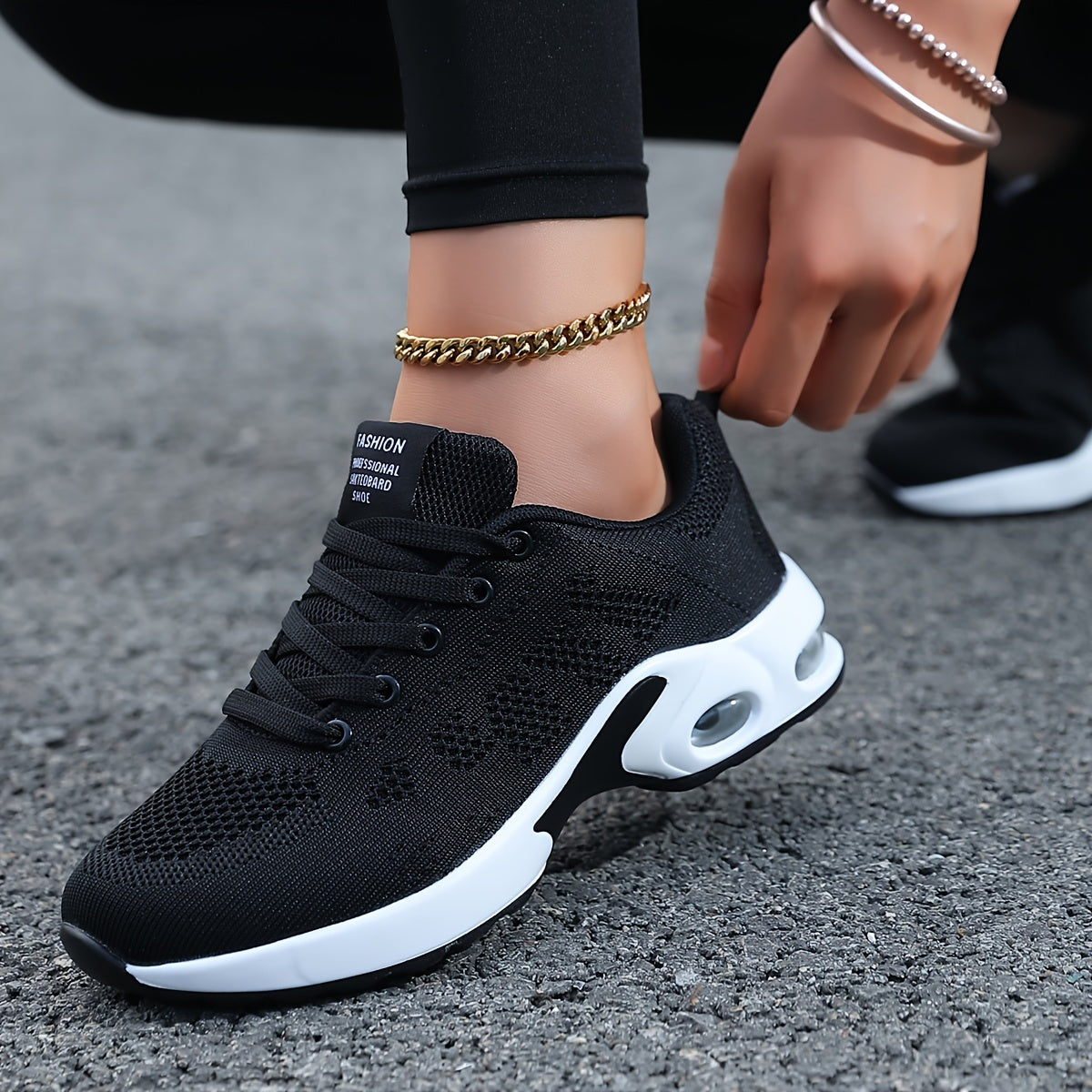 Women's Breathable Mesh Running Shoes with Air Cushion - Lightweight, Lace-Up Casual Sneakers for All Seasons