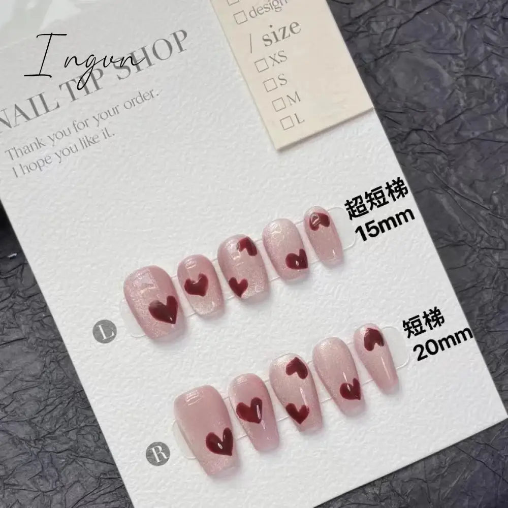 Bow Ice Translucent Sense Handmade Wearable Fake Nail Gradient AB Asymmetric Almond False Nails Trim Nail Shape Nail Decoration