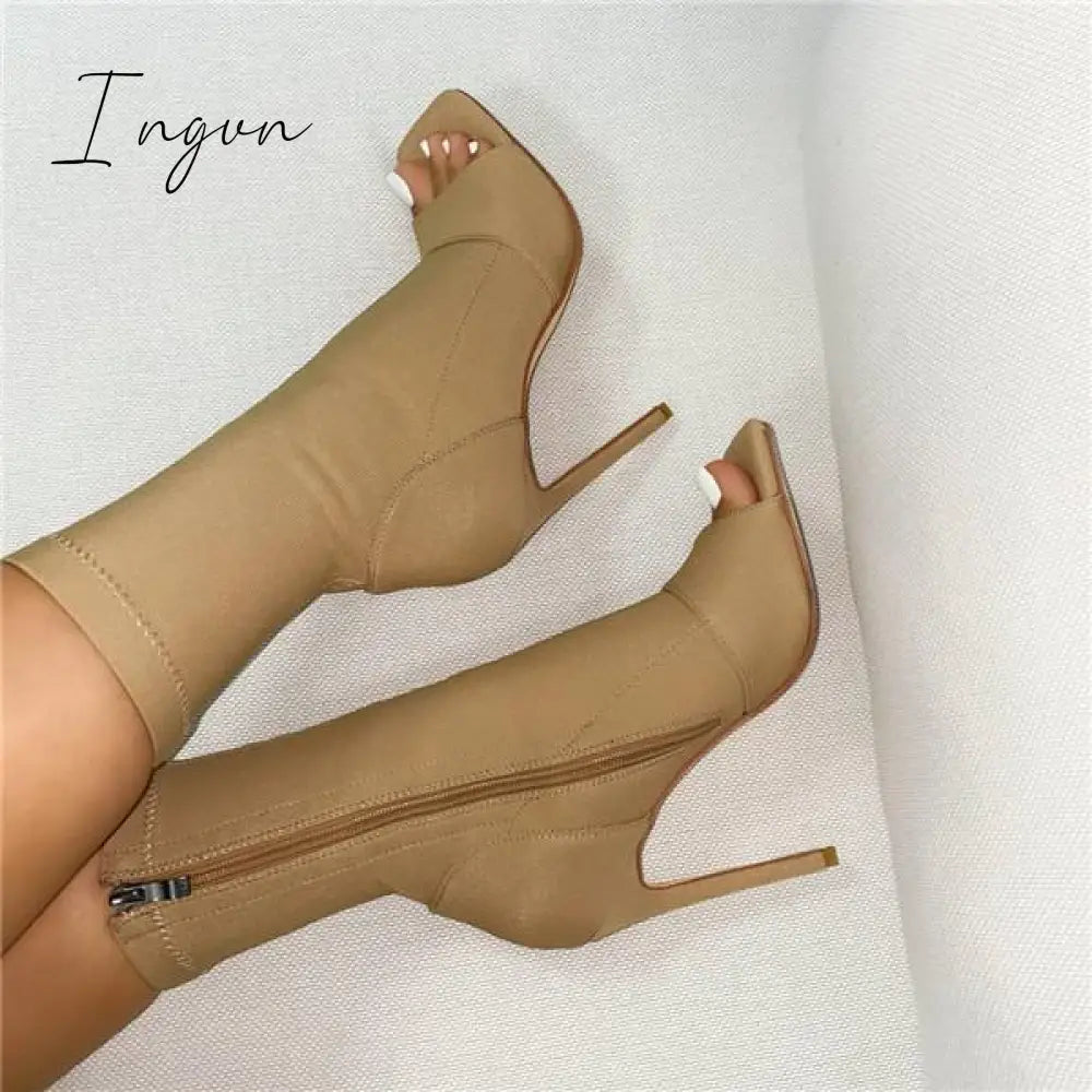 Ingvn - Peep Toe Ankle Boots