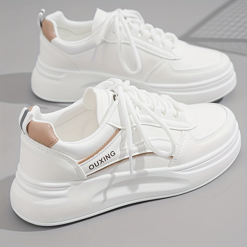 Women's Platform Sneakers, Casual Lace Up Outdoor Shoes, Comfortable Low Top Skate Shoes