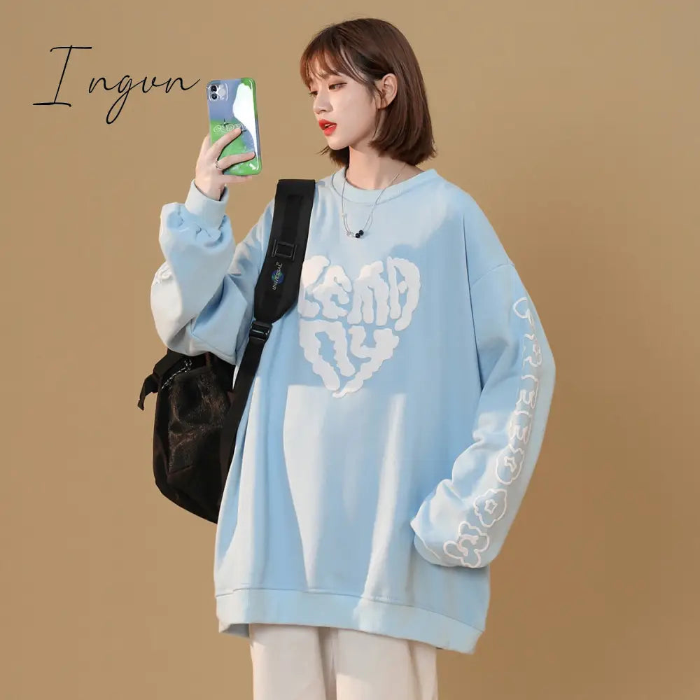 Ingvn - Women Letter Designer Love Y2k Hoodies Female Harajuku Korean Fashion Sweatshirts Girl Vintage Streetwear Hoodie