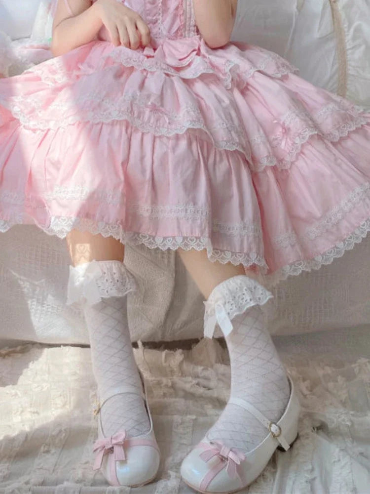 Ingvn  Lolita Kawaii Mary Janes Shoes Women Bow Retro Solid Vintage Round Heel Shoes Ladies Buckle Strap Causal Sweet Shoes  Summer