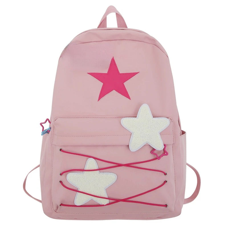 INGVN  Korean Sweet All Match Star Backpacks Japanese Women Streetwear Y2k Aesthetic Schoolbags High-capacity Kawaii Backpack Students