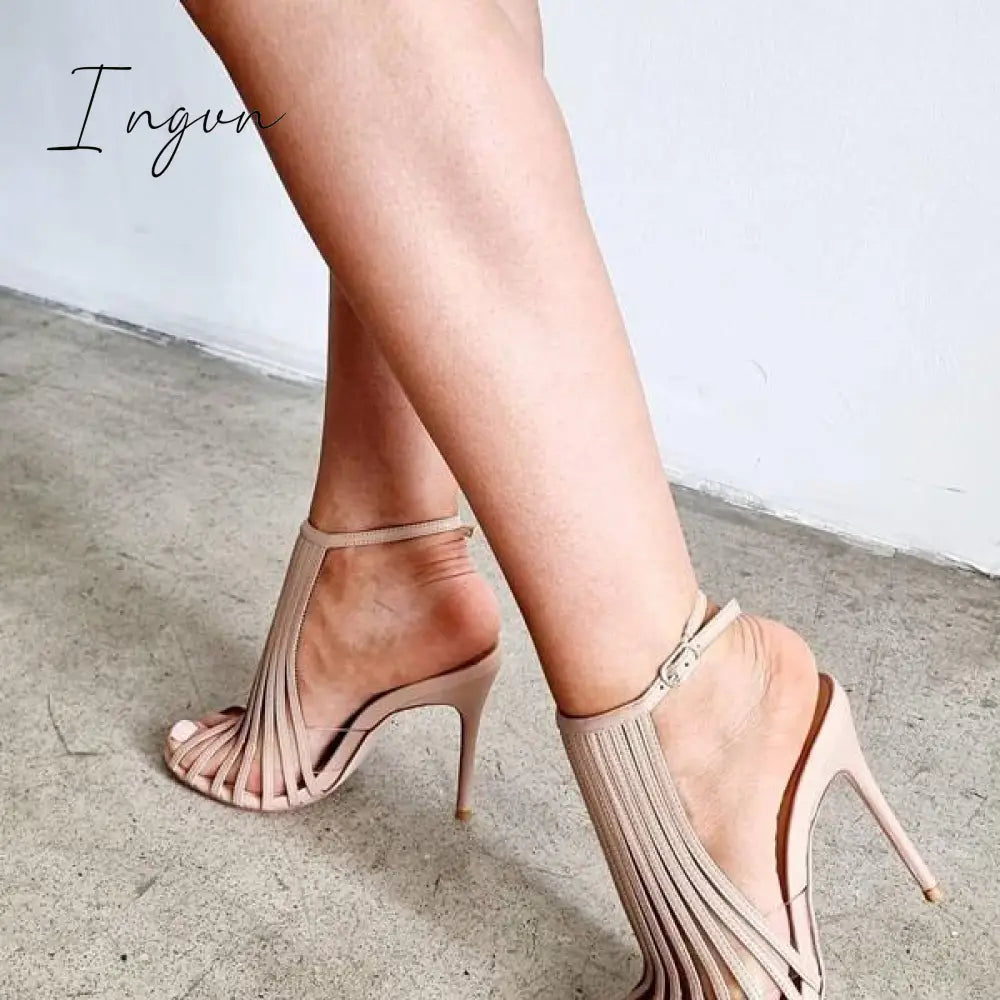 Ingvn - Multi Strap Adjustable Buckle Stiletto Heels