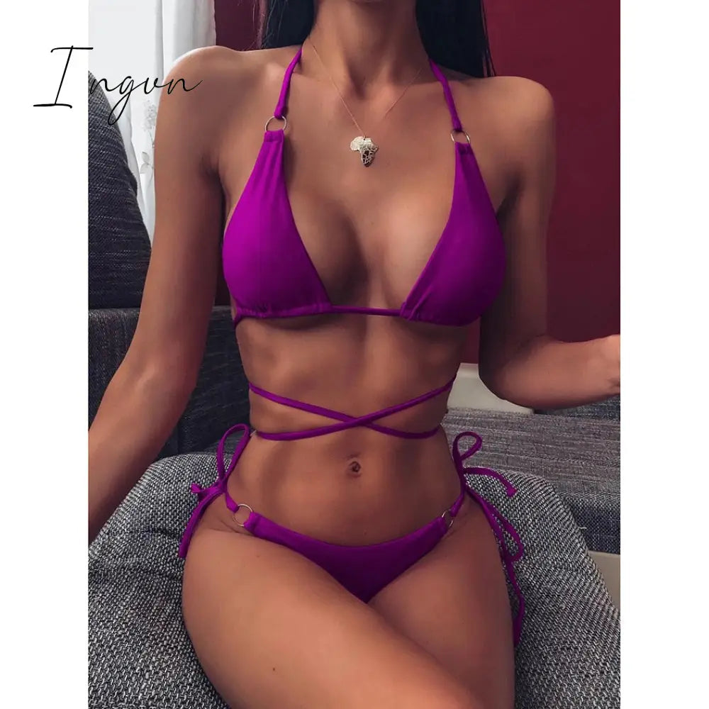 Ingvn - 2023 Trends Sexy Micro Bikini Criss Cross Swimwear Bandage Woman Swimsuit Female Thong Bikinis Set 2 Piece Women Bathing Suit Beachwear