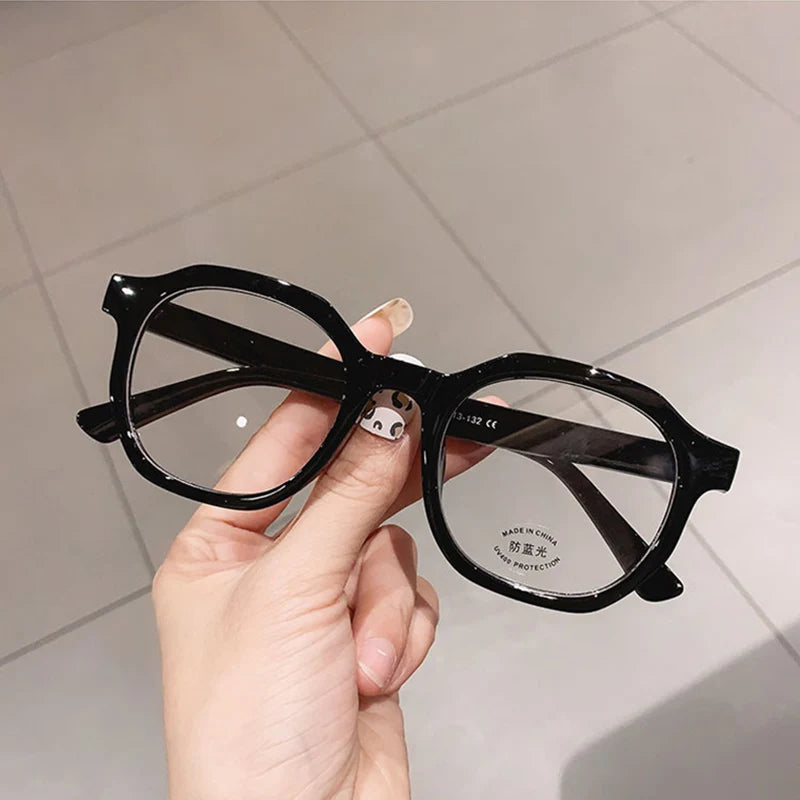 INGVN   Fashion Irregular Square Women Optical Glasses Frame Clear Anti Blue-Ray Lens Eyewear Vintage Men Wine Red Champagne Frame