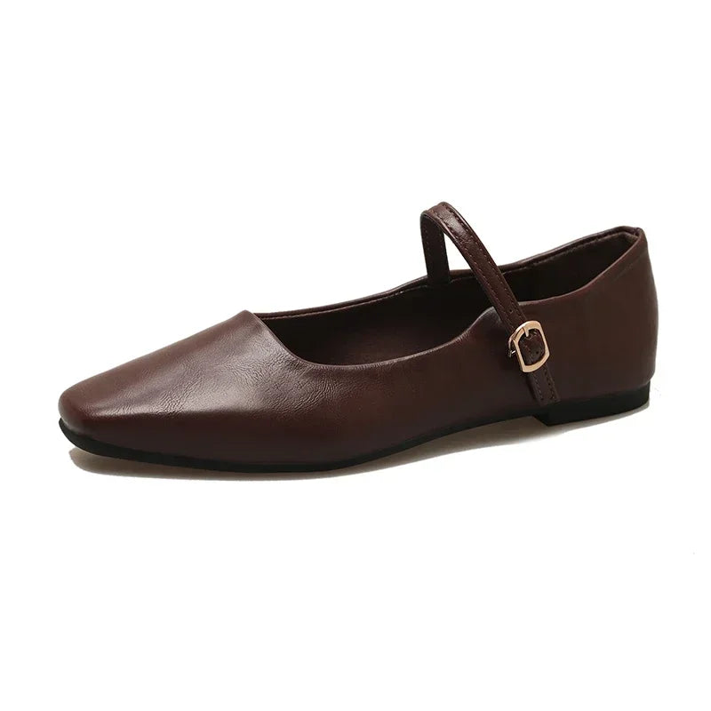 Mary Jane Single Shoes Thick Heel Elegant Classic Retro Flats Square Toe Comfortable Soft Shallow Low Heel Women's Loafers Shoes