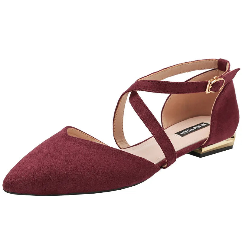 Low Heel Single Women Shoes Woman Spring Pumps Summer Pointed Hollow Sandals Word Belt Fairy Shoes Black Work Shoes Girl Shoes