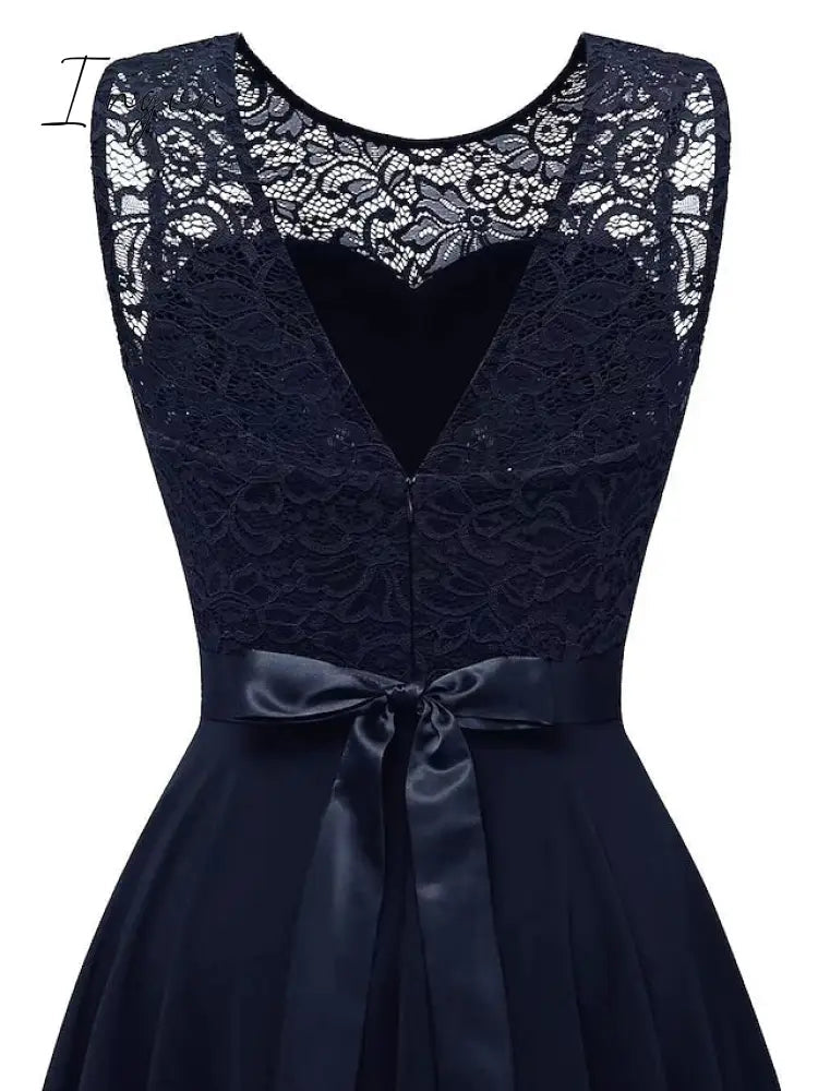 Ingvn - Women‘s Cocktail Party Dress Lace Dress Swing Dress Long Dress Maxi Dress Black Pink Wine Sleeveless Pure Color Lace Fall Spring Summer Crew Neck Fashion 2023 S M L XL XXL 3XL