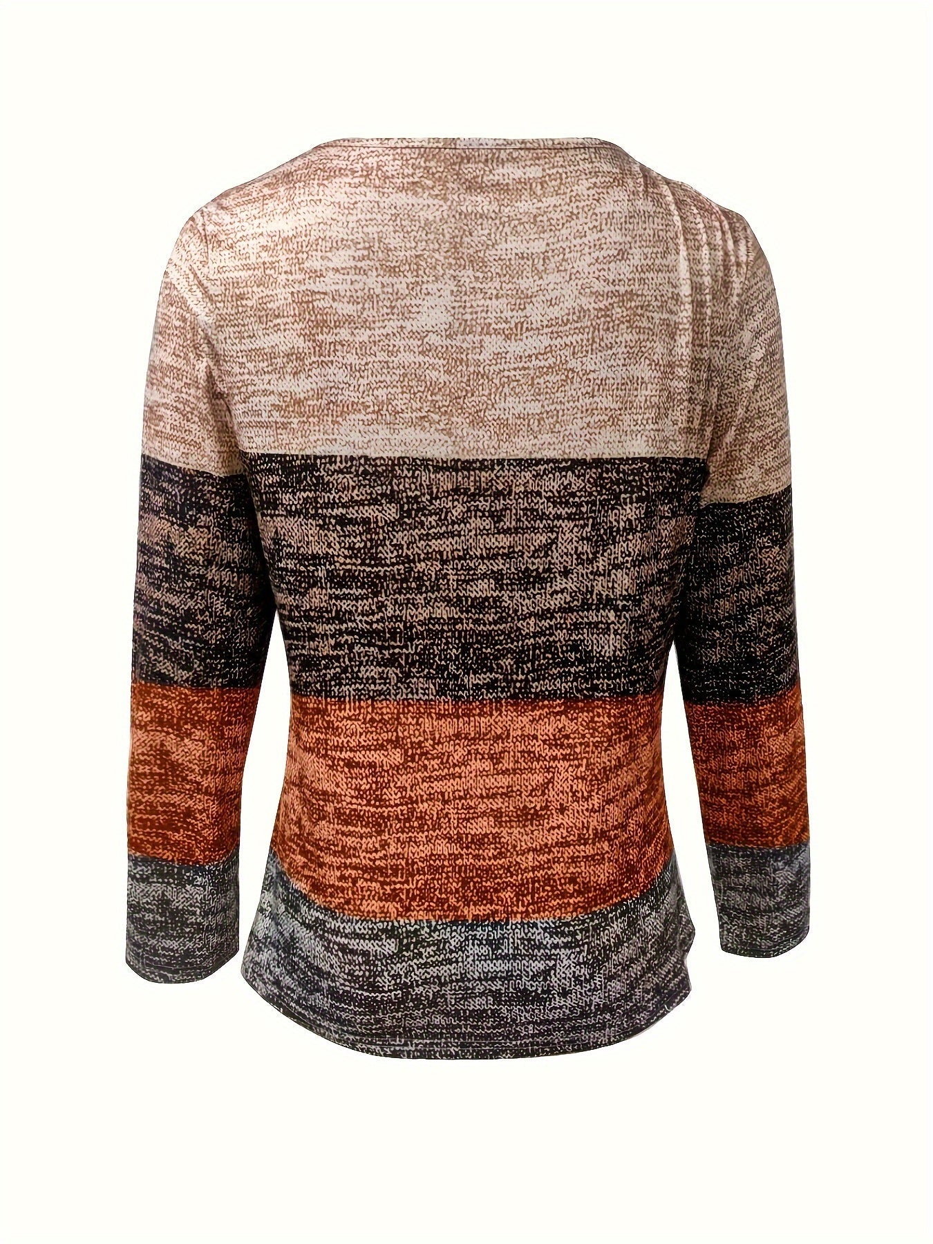 Color Block Quarter Zip T-Shirt, Casual Long Sleeve T-Shirt For Spring & Fall, Women's Clothing