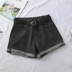 Ingvn - Shorts Women Chic All-match Korean Casual Basic Simple Harajuku Teens Denim Short Trouser Basic Loose Wide-leg Womens Clothing