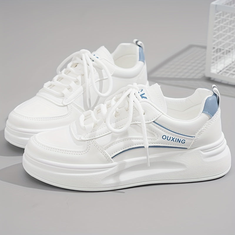 Women's Platform Sneakers, Casual Lace Up Outdoor Shoes, Comfortable Low Top Skate Shoes