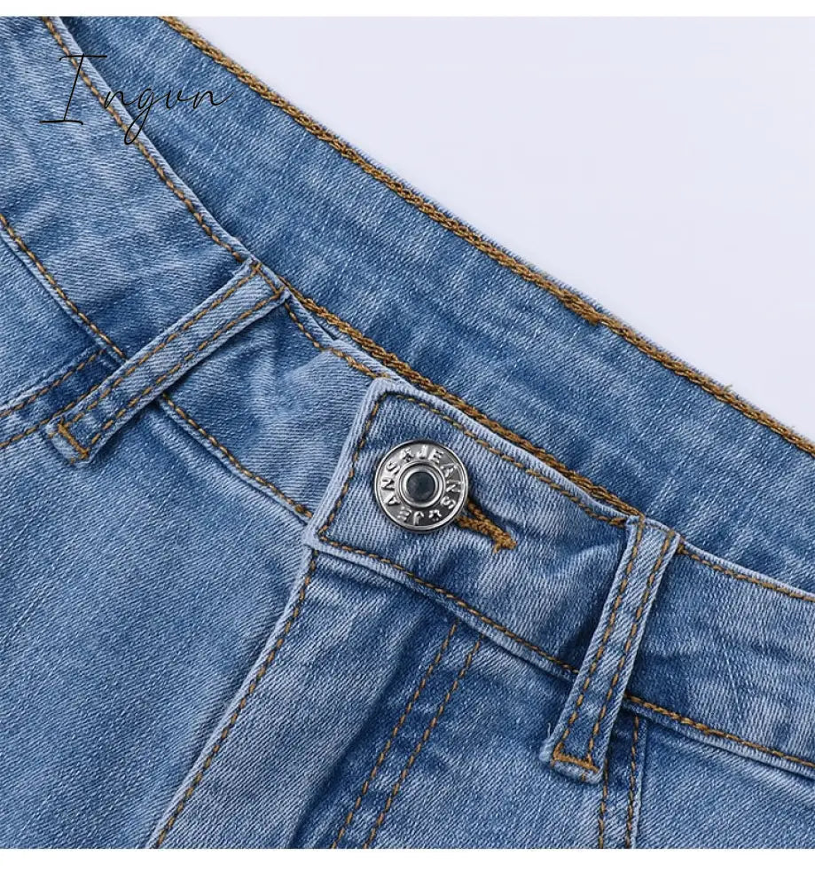 Ingvn - Shaping Skinny Jeans Women High Waist Stretch Ripped Denim Pants Hip Fit Leggings Slim Elastic Mom Jean Casual Comfy Trousers