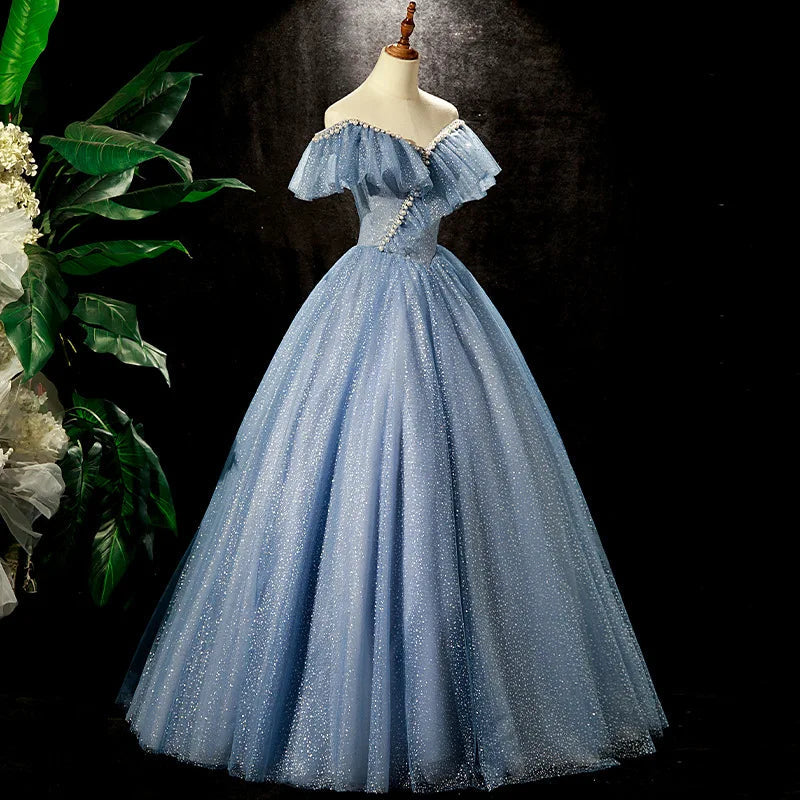 Sky Blue Prom Dresses Beaded long Sexy Evening Dresses New Design Party gown Sequines Evening Vestidos