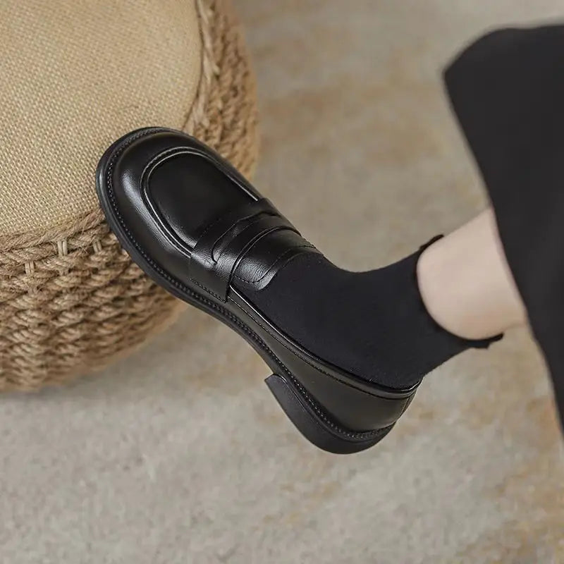 Woman Pumps Loafers Punk Round Toe Shoes for Women Stylish Genuine Mark E Trend Wholesale Footwear on Offer Casual Lastest