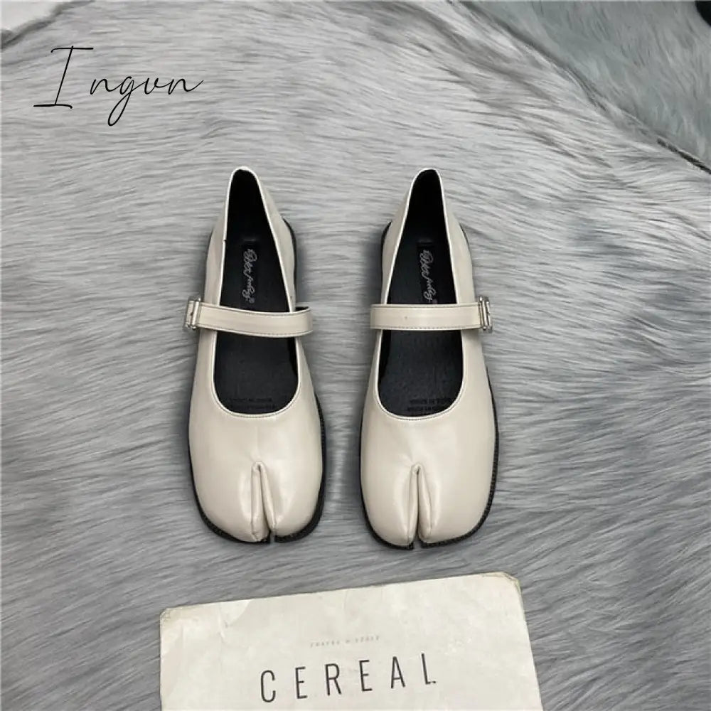 Ingvn - Spring Women Sandals New Split Toe Mary Jane Flats Ladies Pumps Female Retro Vintage Girl Daily Novelty Solid Ninja Shoes