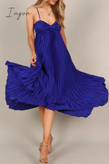 Ingvn - Sexy Elegant Solid Fold V Neck Irregular Dress Dresses